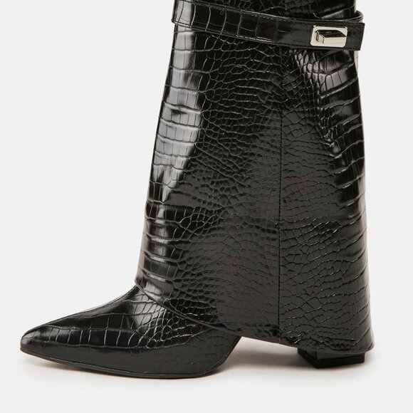 Public Desire THE CROC BLACK LAYER FYRE Ankle Boots ( BRAND NEW !!!! ) - Picture 5 of 7